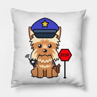 Police Dog Yorkshire Terrier Pillow