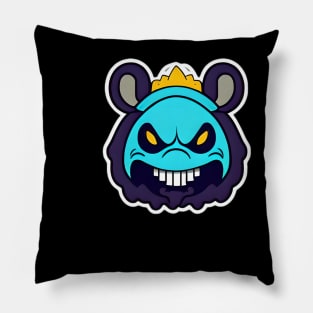 Angry Blue Panda Pillow