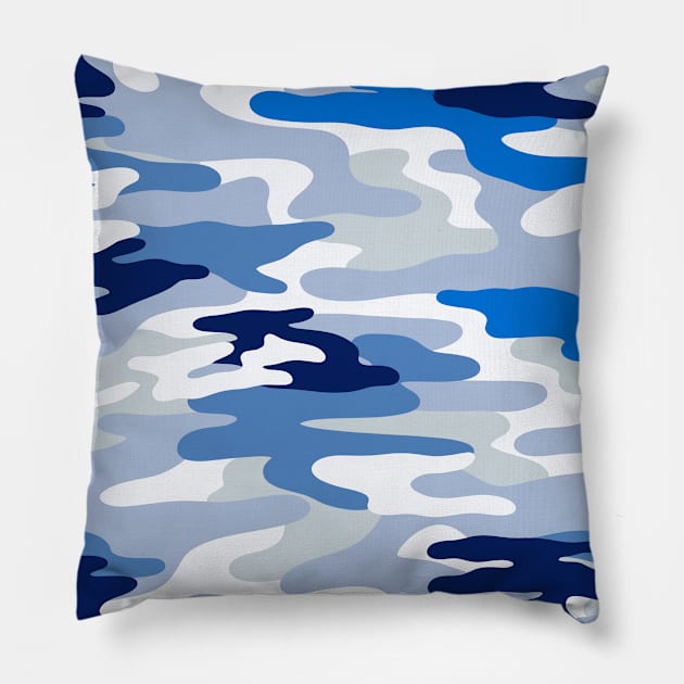 Marine Blue Camouflage Pillow by Trippycollage