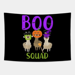 Boo Squad Halloween crew Funny llama scary Trick or treat Tapestry