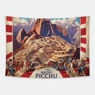 Peru Machu Picchu Tourism Vintage Poster Tapestry