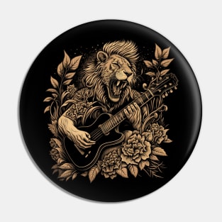 Lion Playing a Guitar Pin