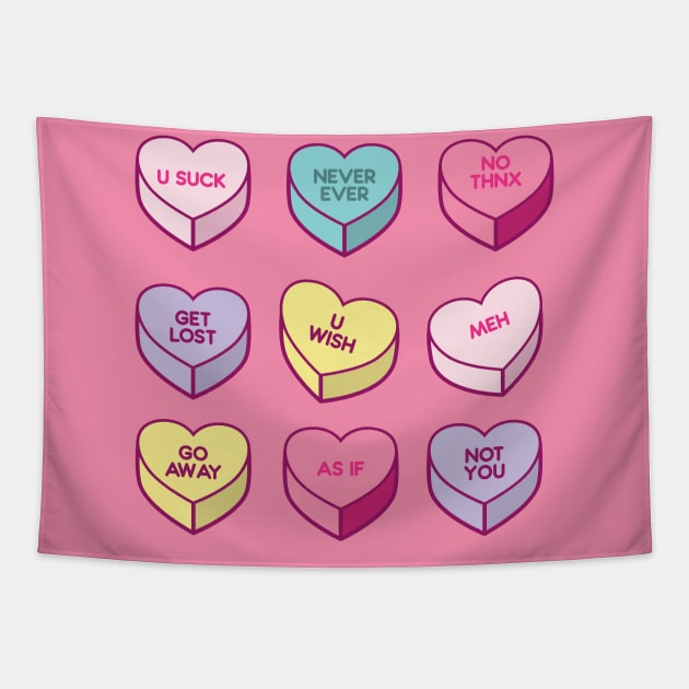 Sassy Anti Valentines Day Conversation Candy Hearts Tapestry by Hixon House