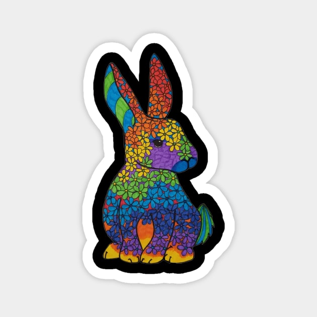 Rainbow rabbit Magnet by Waterink Studio