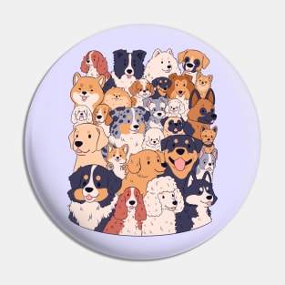 Cute cartoon dog breeds art Pin