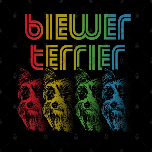 Cool Retro Groovy Biewer Terrier Dog by Madfido