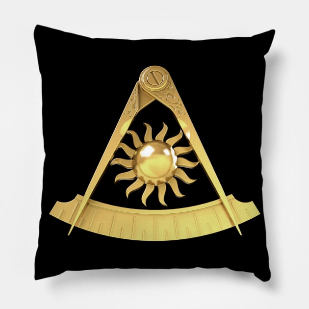 Past Master Gold Emblem Jewel Masonic Freemason Pillow by Master Mason Made