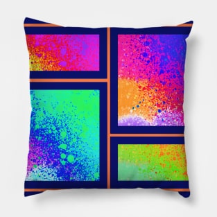 Abstract Collaboration in Multiple Colors Blue & Orange Framed Pillow