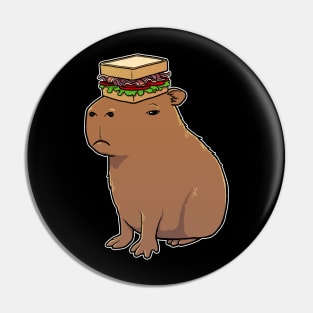 Capybara with a BLT Sandwich on its head Pin