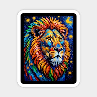 Lion in starry night Magnet