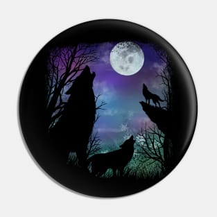 3 Wolf in a Moon Pin