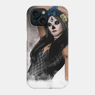 Sugar Skull Vision Blue Eyes Black Lips Full Moon Phone Case