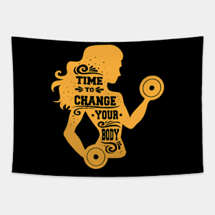 Time To Change Your Body - Gym Workout Fitness Tapestry