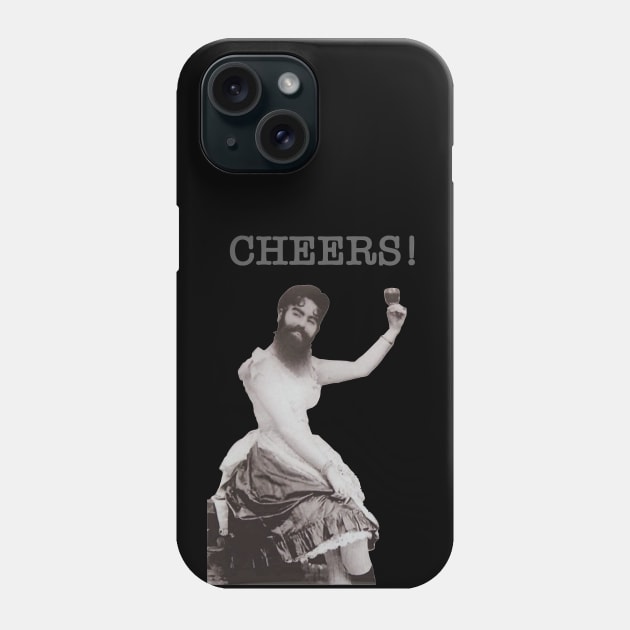 Bearded Lady Toasting "CHEERS!" Phone Case by The Curious Cabinet
