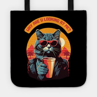 Why are you looking at me - cat with sunglasses Tote