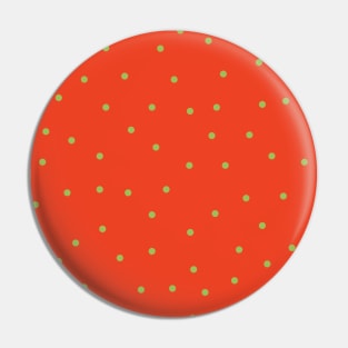 Green Polka Dots on Orange Background Pin