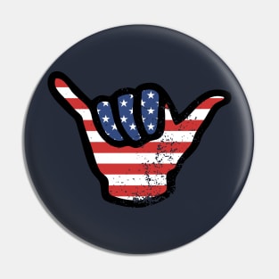 Red White And blue USA 4th July  Shaka Hand  2021 Pin