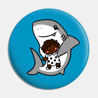 Shark Pup Morgan & Their Doll (Dark Tones, Shag, Smock Dress) Pin