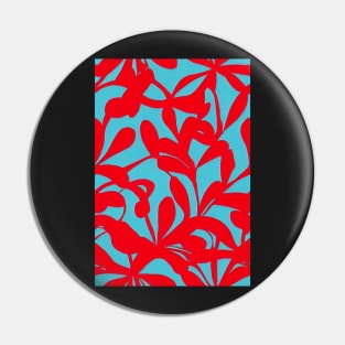 Beautiful Stylized Red Flowers on Blue Background, for all those who love nature #215 Pin