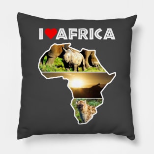 I Love Africa Wildlife Collage Map Pillow