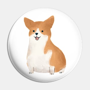 Cute Corgi Watercolor Illustration Pin