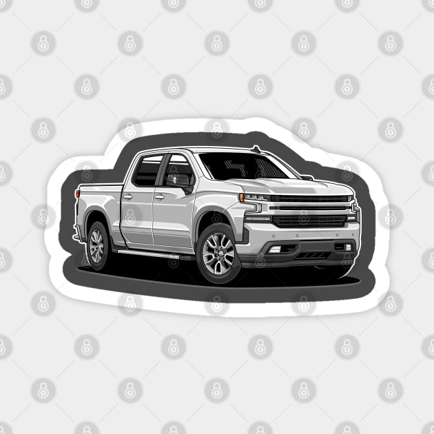 Silverado Truck 1500 (White) Magnet by afrcreativeart