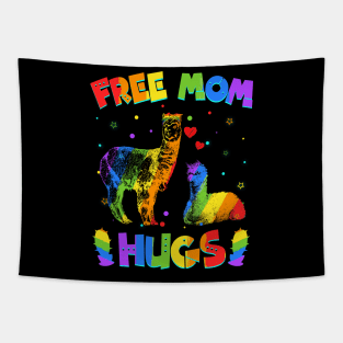 Free Mom Hugs Llama LGBT Pride Tapestry