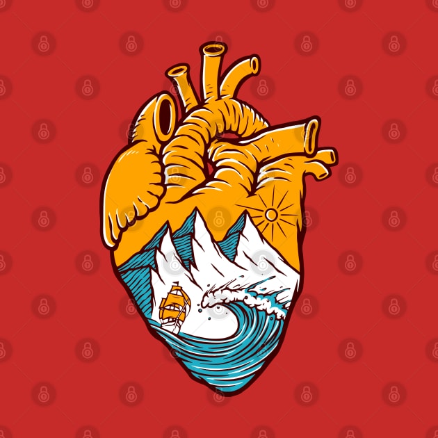 Sailing In Heart Illustration by Mako Design 