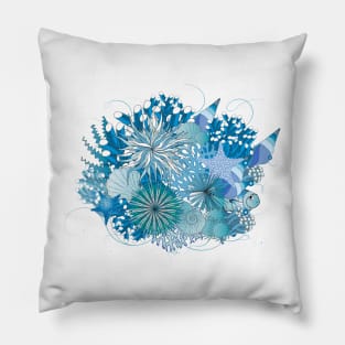 Coral reef with shells, sea anemones and corals Pillow