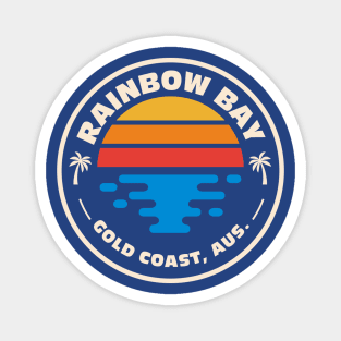 Retro Rainbow Bay Gold Coast Australia Vintage Beach Surf Emblem Magnet