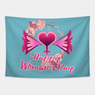 Floral Heart Happy Woman´s Day Tapestry