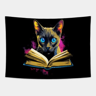 Tonkinese Cat Reads Book Tapestry