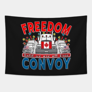 FREEDOM CONVOY 2022 UNTIL WE ARE ALL FREE LETTERS RED AND BLUE Tapestry