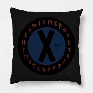 Blue Gebo Futhark Rune Symbols Pillow