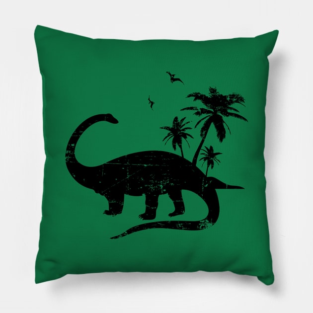 Distressed Brontosaurus Pterodactyl Dinosaur Pillow by thriftjd