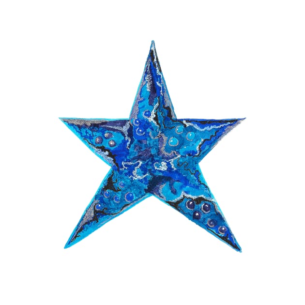 Blue and White Stars Pattern by Maddybennettart