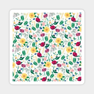 Pretty Colorful Wild Floral White Design Magnet