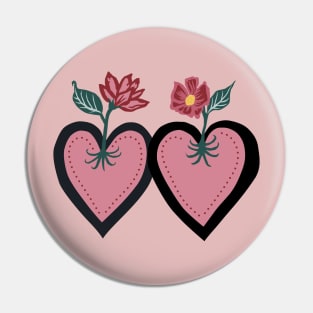 Mid Century Style Flower Hearts Pin