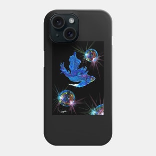 Siamese Fighting Fish and Colorful Shiny Bubbles Phone Case