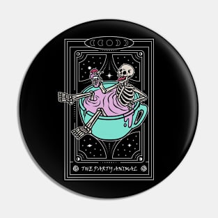 Funny Skeleton Tarot Card Party Animal Pin