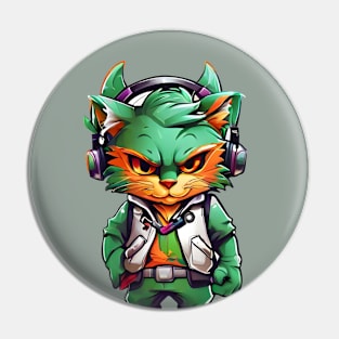 Gamer Cartoon Cat Pin