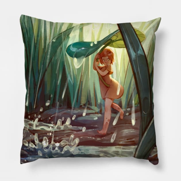 raindrops Pillow by schmoedraws