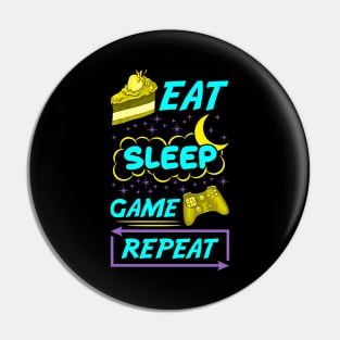 Gamer Eat Sleep Game Repeat Anime Kawaii Gaming Pin