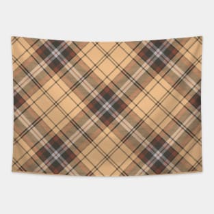 Beige and Brown Tartan Pattern Rotated Tapestry