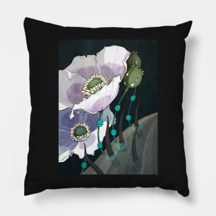 White Opium Poppies Pillow