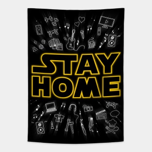 Stay Home Collage Tapestry