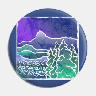 Mountain Batik Landscape Pin