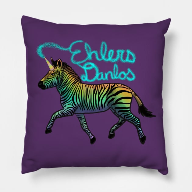 Ehlers Danlos Rainbow Zebracorn Pillow by Art-by-Sanna