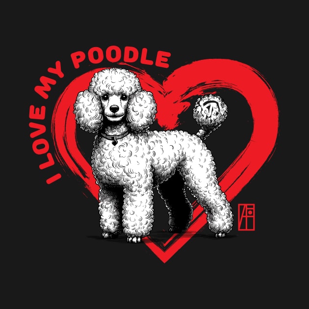 I Love My Poodle - I Love my dog - Dainty dog by ArtProjectShop