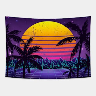 Synthwave Sunset Aesthetic Tapestry